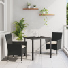 zahrada-XL 5-dielny záhradný jedálenský set s vankúšmi hnedý polyratan, vidaXL záhradný stôl čierny 80x80x73 cm temperované sklo 3379780