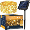 SPRINGOS LED reťaz Nano - 12m, 100LED, 8 funkcií, solar, IP44, teplá biela