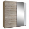MID.YOU SKRIŇA SO ZRKADLOM, biela, dub San Remo, 179/198/64 cm - Skrine - 001787036903