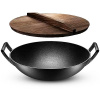 Liatinová WOK panvica s drevenou pokrievkou 36,5cm, Perfect Home 11813