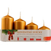 BARTEK sviečky advent postupné, 280g, výška 55/70/85/100mm, zlatý mix (4ks)