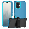 AppleMix Kryt pre Apple iPhone 16 + držiak na opasok - odolný - plast/guma - modrý
