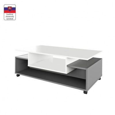 Tempo Kondela Konferenčný stolík na kolieskach, biela/grafit, DALEN čierna (110x40x60cm)
