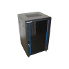 XtendLan 18U/600x600 stojanový, čierny, sklenené dvere, perforovaný chrbát (TELCO-18U-66-BLACK-S)