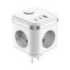 Adaptér VIKING Y33 3x 230 V, 3x USB biely