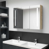 zahrada-XL LED kúpeľňová zrkadlová skrinka 89x14x62 cm dubová 326529