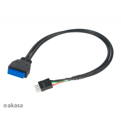 AKASA adaptér USB 3.0 (19-pin) na USB 2.0 (9-pin) / AK-CBUB36-30BK / Interní / 30cm