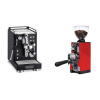 La Pavoni Mini Cellini, black + Eureka Mignon Libra 65 All Purpose, CR ferrari red