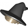 73213pb01 Dark Tan Hair with Black Floppy Witch Hat (Tmavě opálené vlasy s černým kloboukem čarodějnice)