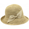 Marone Dámsky slamený klobúk Cloche s béžovou mašľou Veľkosť: Unisize (S-XL)