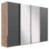 MID.YOU SKRIŇA SO ZRKADLOM, grafitová, farba duba, 350/216/65 cm - Skrine - 001787053904