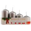 BARTEK sviečky advent postupné, 280g, výška 55/70/85/100mm, strieborný mix (4ks)