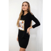 Legínovo Šaty s 3D grafikou a ozdobnými strapcami v ekru Farba: Čierna, Veľkosť: UNI