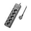 Predlžovací kábel VIKING YC53SB 5x 230 V (schuko) + 3x USB, 1,5 m a vypínačom, čierny