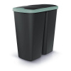 Odpadkový koš COMPACTA Q DUO - objem: 45 l, barva: černá se světle zeleným víkem