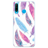 Silikonové pouzdro iSaprio - Huawei P30 Lite - Fialová Velká Pírka 10 (Odolný silikonový kryt, obal, pouzdro iSaprio - Huawei P30 Lite - Fialová Velká Pírka 10 - skvělá ochrana a pružnost, stylový UV