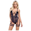 Cottelli Crotchless Lace Body with Suspenders 2643561 Black