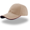 Atlantis Headwear Kšiltovka Zoom Piping Sandwich, baseballová, 6 panelová COT33000433299-khaki/burgu UNI Khaki/vínová