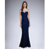 Dámske spoločenské šaty šoky soka s čipkou a perličkami dlhé tmavo modré - Tmavo modrá / XL - šoky & soka XL