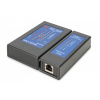 DIGITUS Tester sieťových a komunikačných káblov LED, Cat.5e-Cat.6A, (RJ45, RJ12, RJ11), Auto-Scan s PoE (DN-14001-2)