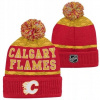 Detská zimná čiapka Calgary Flames NHL Puck Pattern Cuffed Pom