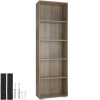 tectake 403607 knižnica lexi - 5 priehradiek 60x30x190cm - svetlé drevo, dub sonoma