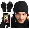 Súprava čiapka, komín (rolák), rukavice Cottonik Teplá súprava šál, zateplený šál, rukavice, hrubé čierne (Pánska súprava + komín + zimné rukavice r)