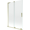 Mexen Velar L, 2-krídlová posuvná vaňová zástena 120 x 150 cm, 8mm číre sklo, zlatý lesklý profil, 896-120-003-01-50