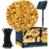 SPRINGOS LED reťaz - 12m, 100LED, 8 funkcií, solar, IP44, teplá biela