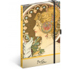 NOTIQUE Notes Alfons Mucha – Pero, bodkovaný, 13 x 21 cm