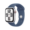 Apple Watch SE GPS + Cellular 44mm Strieborné Hliníkové Puzdro s Denimovým Športovým Remienkom - S/M