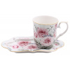 HOME ELEMENTS Porcelánový hrnček 360 ml s podšálkou, Ruža