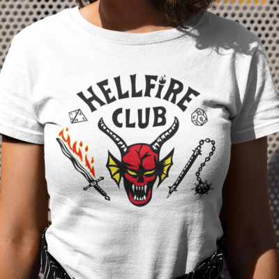 Tričko s potlačou STRANGER THINGS HELLFIRE CLUB Pánsky Biela 3XL