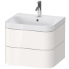 DURAVIT Happy D.2 Plus c-shaped závesná skrinka s nábytkovým umývadlom s otvorom, 2 zásuvky, 575 x 490 x 480 mm, biela vysoký lesk, HP4345O2222