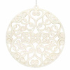 Springos Guľa s ornamentami 9cm biela perleť, vianočná ozdoba