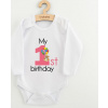 Dětské body s potiskem New Baby My first birthday pink 86 (12-18m)