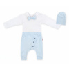 Baby Nellys 3-dielna sada Hubert, body s motýlikom, tepláčiky a čiapka - sv. modrá, veľ.98 92 (18-24m)