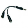 Audio Rozdvojka, Jack (3,5mm) M-Jack (3,5mm) 2x F, 0.2, stereo, čierna, Logo, s káblikom