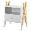 Detský nočný stolík, biely so zásuvkou a policou