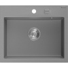 Mexen Oscar žulový kuchynský drez s 1 komorou 580 x 490 mm, sivý, sifón chróm - 6519581000-71