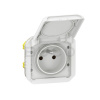 Legrand Plexo IP55 Zásuvka s krytkou 2P+T, prístroj, automatické svorky, 16A, 230V, Biela