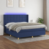 Box spring postel s matrací a LED modrá 160x200 cm textil Modrá 3138891