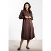 Čokoládové dámske košeľové šaty s opaskom, A662 XL