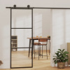 vidaXL Posuvné dvere ESG sklo a hliník 76x205 cm čierne - Čierna - 179947-114075