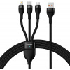 Baseus CASS030001 Flash Series II USB - USB Type C / Lightning / micro USB 100 W, 1,2m, černý