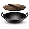 Green home Liatinový wok 36,5 cm, pokrievka drevo 35 cm