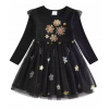 Dievčenské šaty - Šaty pred kolenom la moda veľkosť 122 (Šaty 122 Black and Gold Tulle Birthday)