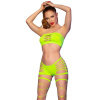 Chilirose - cr 4866 neon green top and shorts set S/M