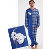 Pánsky overal na spanie so spiacim bielym medveďom modrá 2XL Modrá
