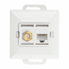 Zásuvka typu F + Jednoduchá telefónna zásuvka RJ-45 Cat6 Perla, TV/F+RJ45/P, biela